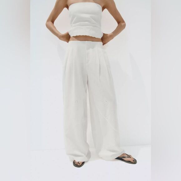 ZARA EMBROIDERED PANTS - Picture 6 of 8